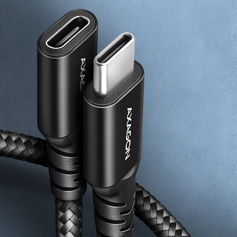 AXAGON BUCM32-CF05AB Verlängerungskabel, USB-C zu USB-C 3.2 Gen 2, 0,5 m, 20 Gbps - Aluminium