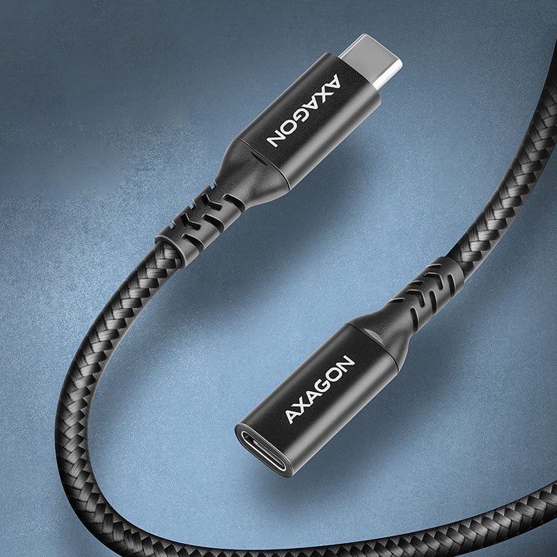 AXAGON BUCM32-CF10AB Verlängerungskabel, USB-C zu USB-C 3.2 Gen 2, 1 m, 20 Gbps - Aluminium