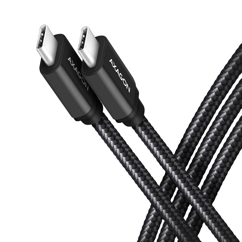 AXAGON BUCM2-CM20AB Ladekabel USB-C zu USB-C 2.0, 2 m, PD 240 W 5 A, ALU - Schwarz