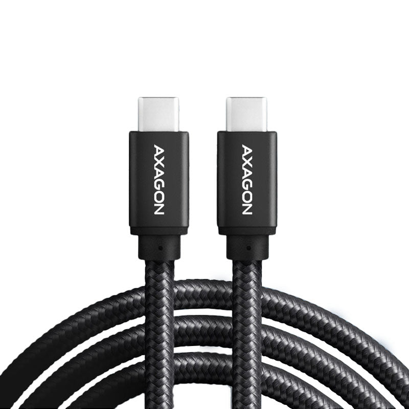 AXAGON BUCM2-CM20AB Ladekabel USB-C zu USB-C 2.0, 2 m, PD 240 W 5 A, ALU - Schwarz