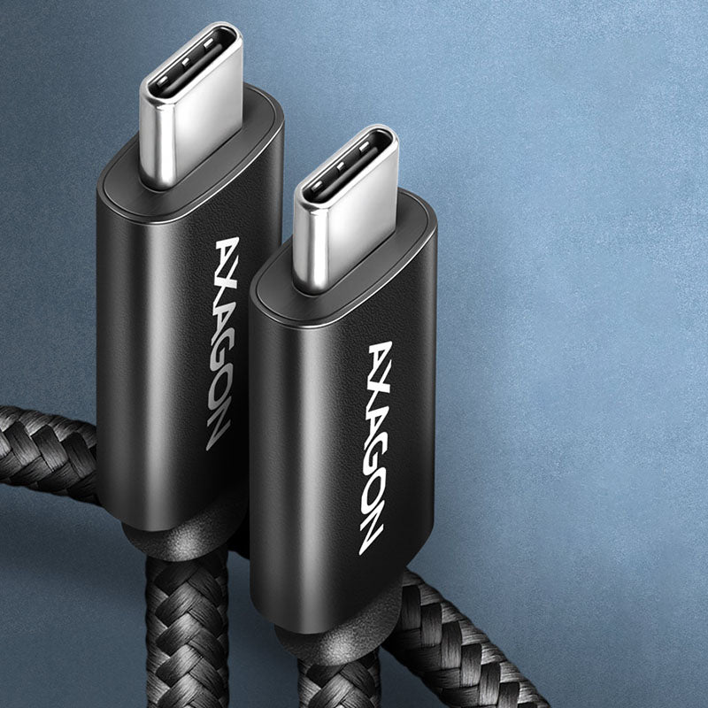 AXAGON BUCM4X-CM10AB USB-C zu USB-C Kabel, USB4 Gen 3×2, 1 m, PD 240W, 8K HD, ALU, geflochten - schwarz