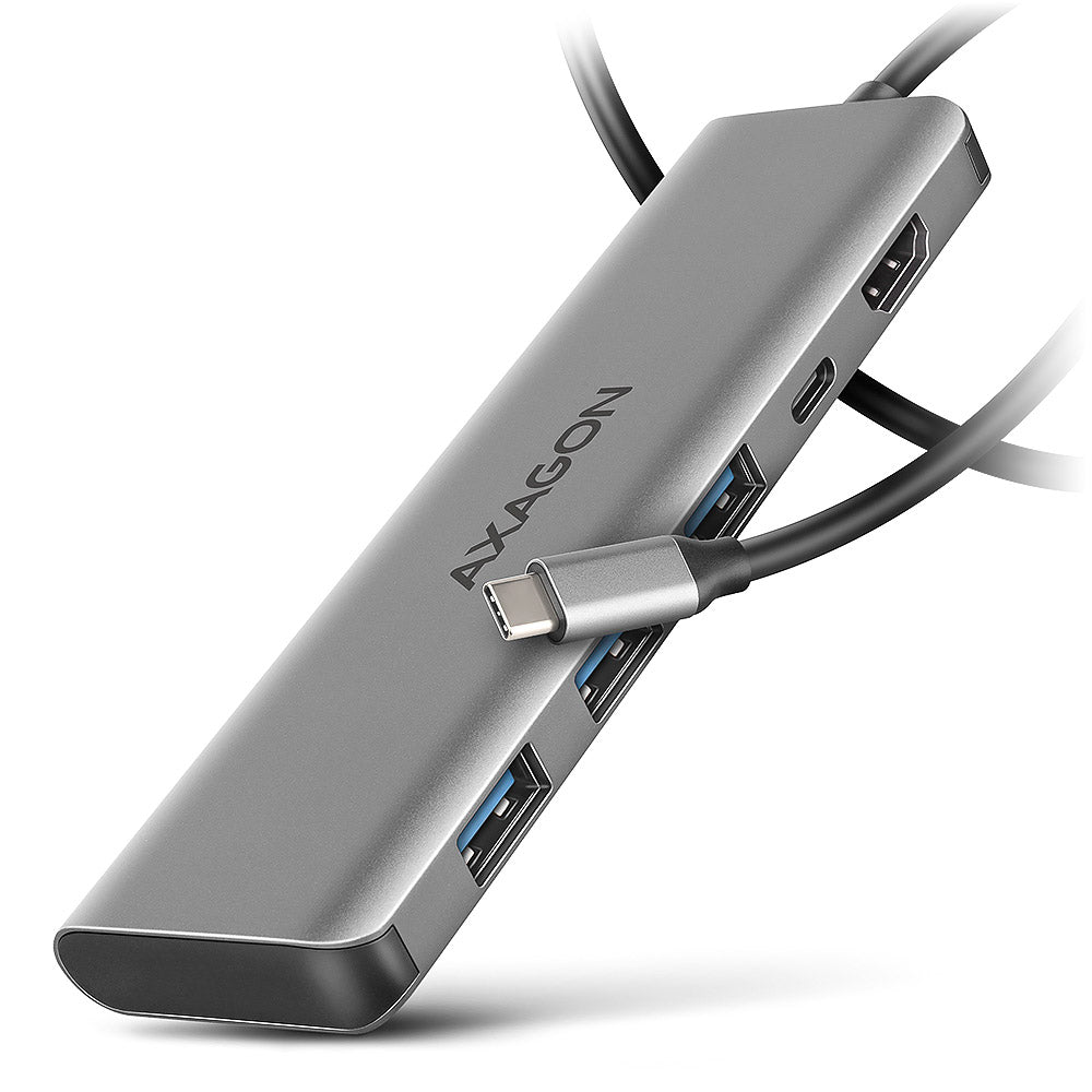 AXAGON HMC-5H USB-C 3.2 Gen 1 hub, 3x USB-A, 4K HDMI, PD 100W - Silber