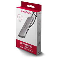 AXAGON HMC-5H USB-C 3.2 Gen 1 hub, 3x USB-A, 4K HDMI, PD 100W - Silber