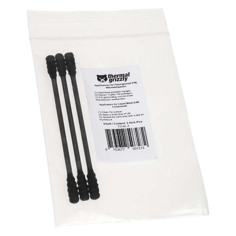 K Thermal Grizzly Applikatoren TG-AL-3 fr Flssigmetall-Wrmeleitpaste, 3 Stck (schwarz)