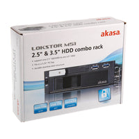 Akasa 5,25 Zoll Laufwerksrahmen für 1x 3,5+1x 2,5 Zoll, inkl. 2x USB 3.0