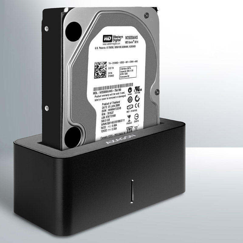 AXAGON ADSA-SN Dockingstation, USB 3.0, 1x 2,5"/3,5" SSD/HDD, SATA 6 - schwarz
