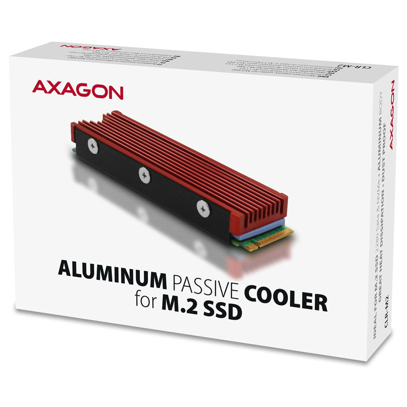 AXAGON CLR-M2 passiver M.2-SSD-Kühlkörper - 2280, Aluminium, rot