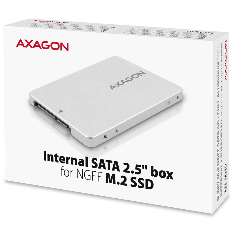 AXAGON RSS-M2SD Gehäuse für M.2-SATA-SSDs bis 2280 - Aluminium, silber