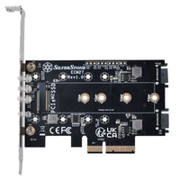 Silverstone SST-ECM27 M.2/SATA Adapterkarte, PCIe 4.0, 1x M-Key, 2x SATA 6G - Low Profile