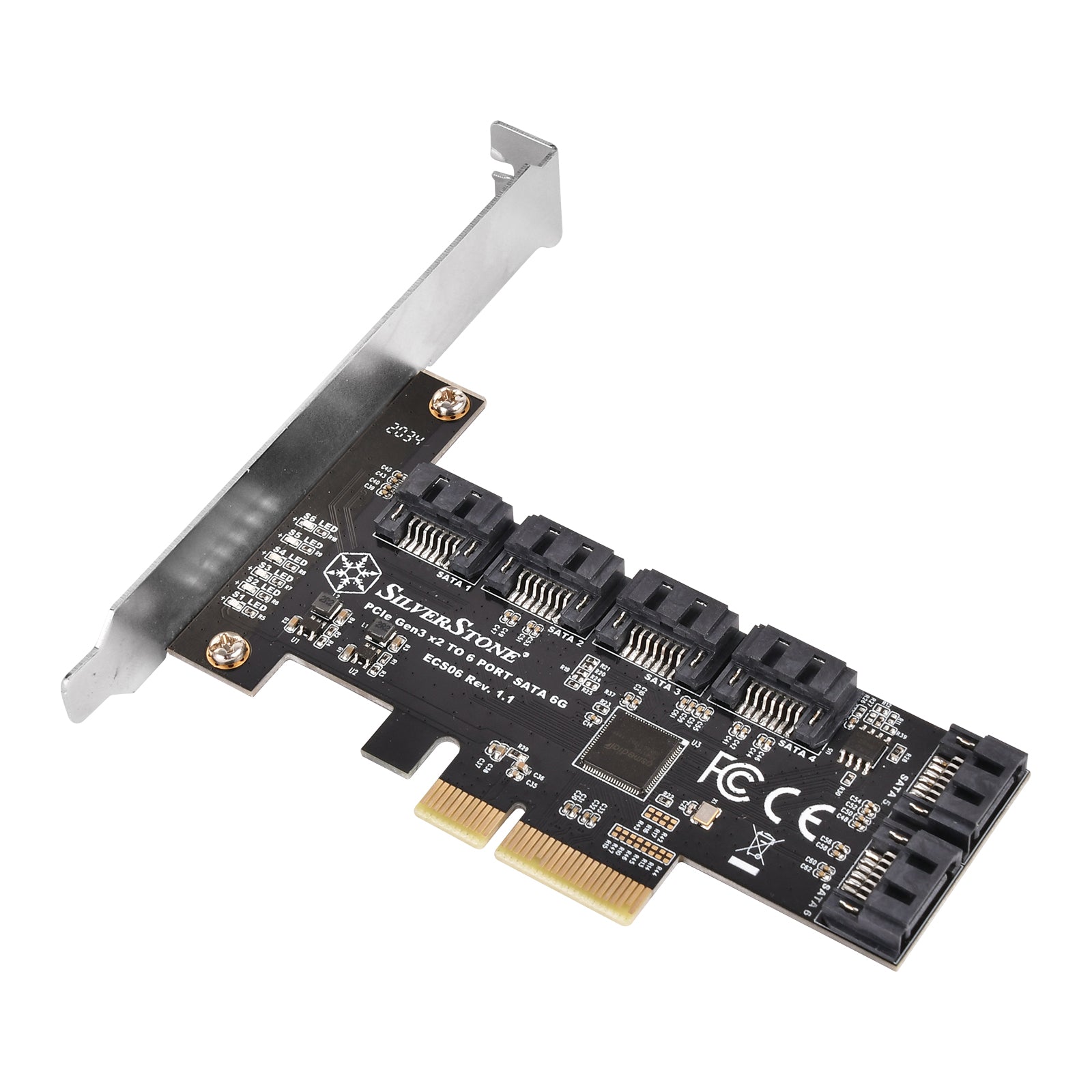 Silverstone SST-ECS06 SATA Adapterkarte, PCIe 3.0, 6x SATA 6G - Low Profile