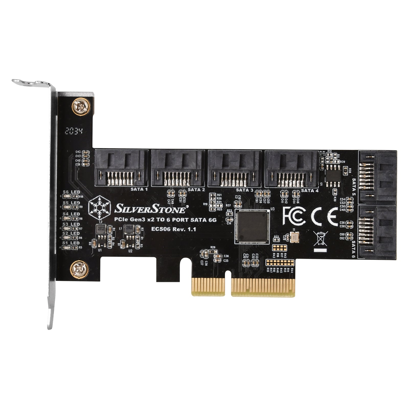 Silverstone SST-ECS06 SATA Adapterkarte, PCIe 3.0, 6x SATA 6G - Low Profile