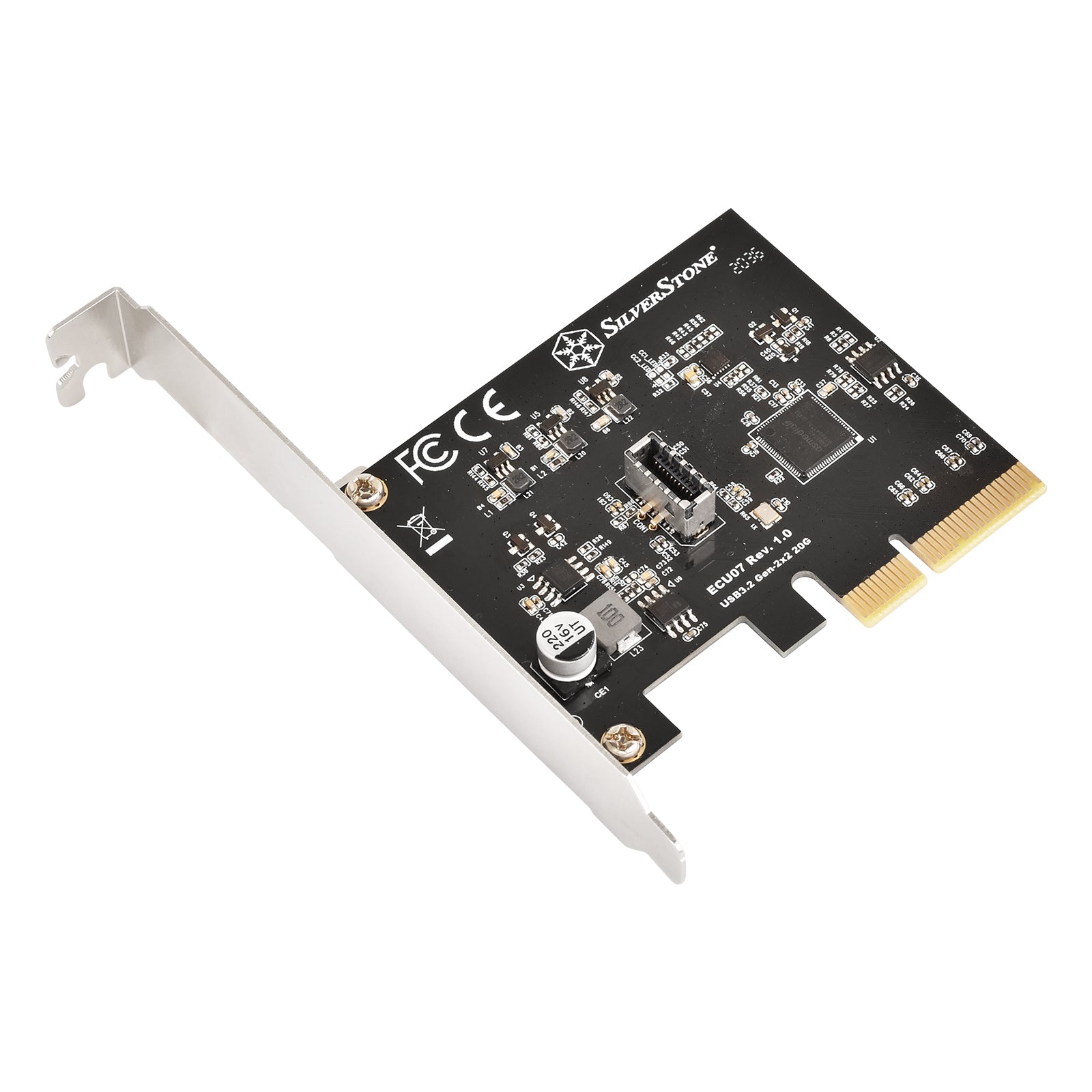 Silverstone SST-ECU07 USB-Adapterkarte, PCIe 3.0, 1x USB-C 3.2 intern - Low Profile