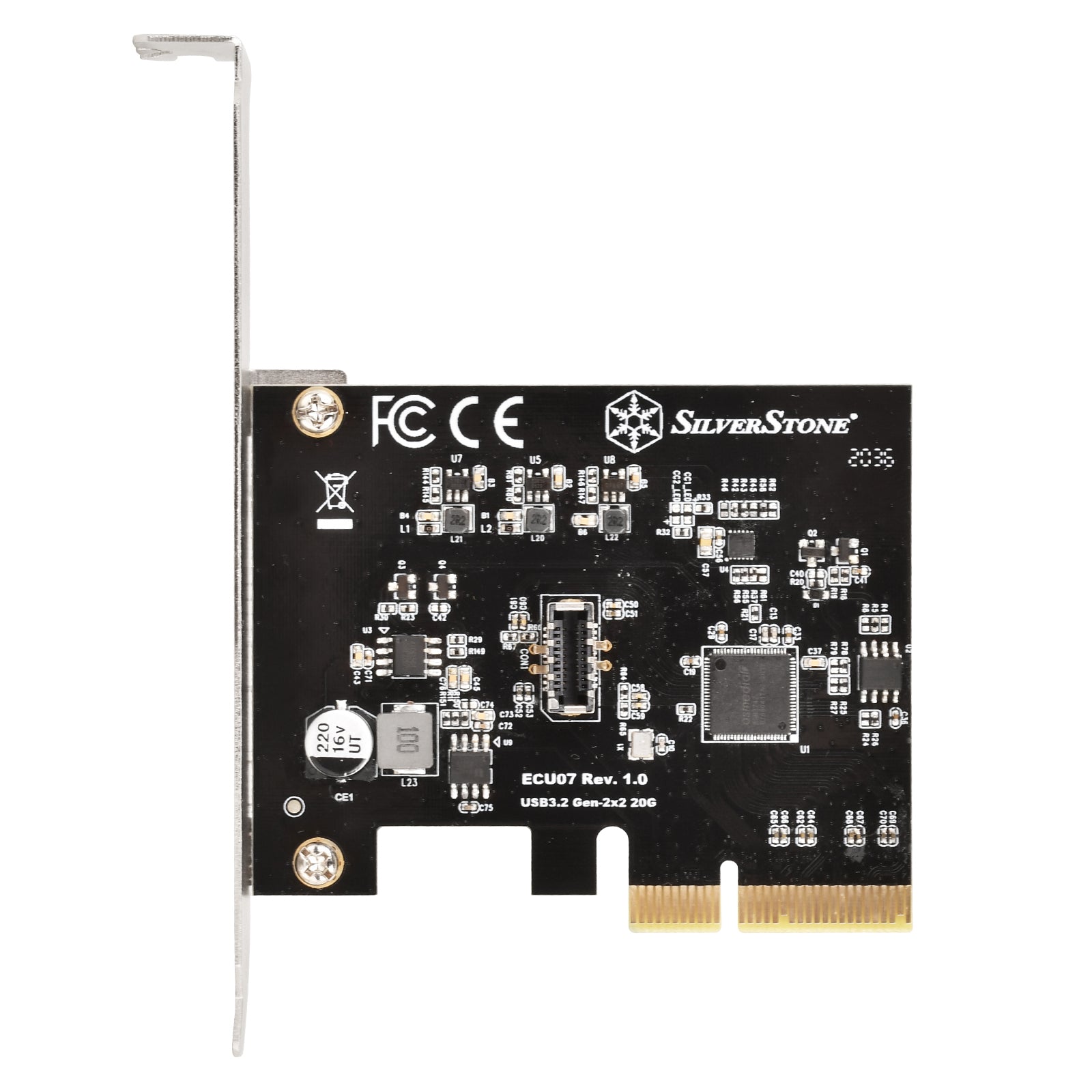 Silverstone SST-ECU07 USB-Adapterkarte, PCIe 3.0, 1x USB-C 3.2 intern - Low Profile
