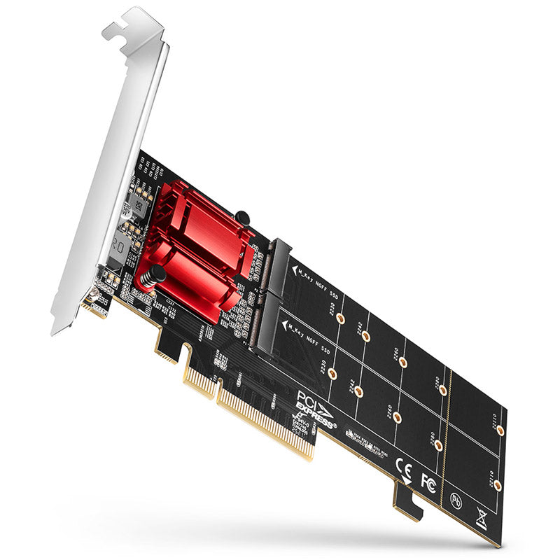 AXAGON PCEM2-ND PCIe Adapter für zwei M.2 SSDs