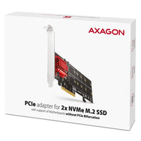AXAGON PCEM2-ND PCIe Adapter für zwei M.2 SSDs