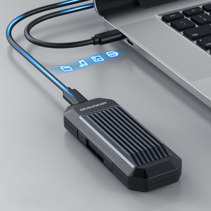 Graugear externes Gehäuse für M.2 NVMe SSD, USB-A und USB-C Kabel