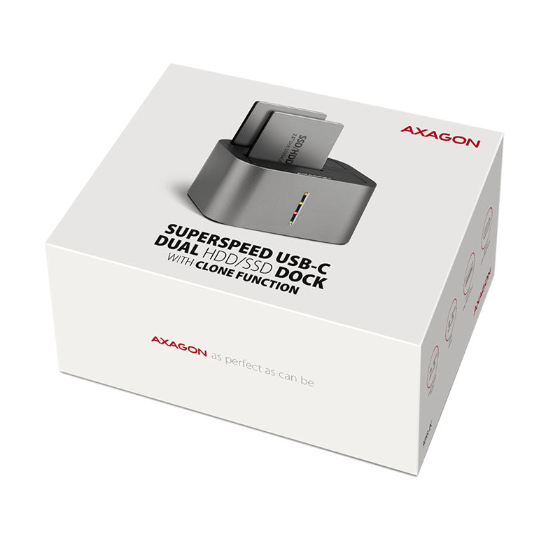 AXAGON ADSA-DC USB3.2 Gen1 - 2x SATA 6G CLONE DUAL HDD Dock Station ASMedia
