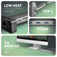 AXAGON HMC-10HLS Multiport-Hub, 4x USB-A und 2x USB-C, HDMI 4K/60Hz, RJ-45, SD/microSD, PD 100W