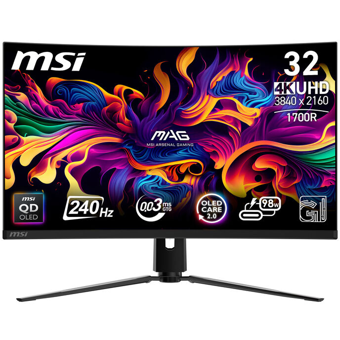 MSI MPG 321CURXDE, 31,5 Zoll Curved Gaming Monitor, 240Hz, QD OLED, G-SYNC Compatible