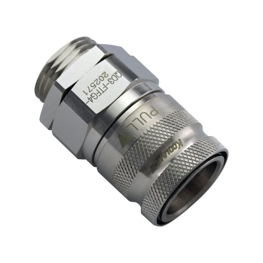 K Koolance QD3 Quick-Disconnect-Verbindung, 10mm AG mit G1/4”-Zoll-IG zu Quick-Disconnect - nickel
