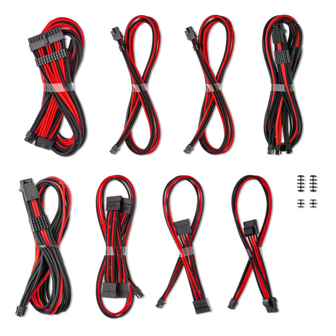 CableMod C-Series Pro ModMesh Sleeved 12V-2x6 12VHPWR Dual StealthSense Cable Kit for Corsair RMi, RMx (Black Label) - schwarz/rot