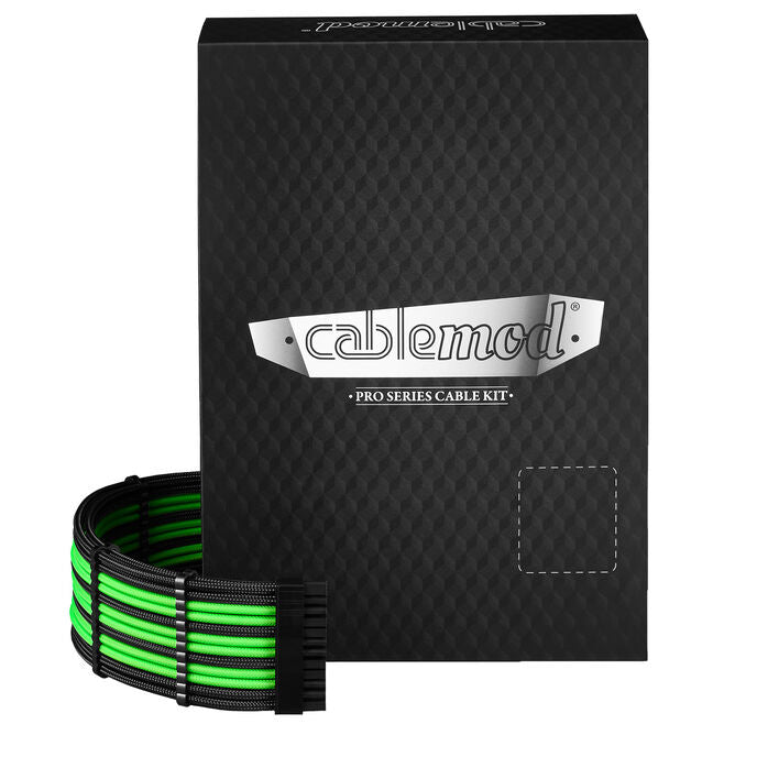 CableMod C-Series Pro ModMesh Sleeved 12V-2x6 12VHPWR Dual StealthSense Cable Kit for Corsair RMi, RMx (Black Label) - schwarz/hell grün