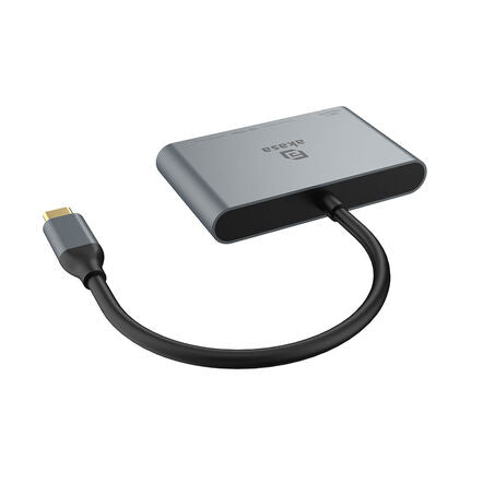 Akasa USB 4-in-1-Hub - 2x USB-C, 2x USB-A, Power Delivery, 18cm, silber