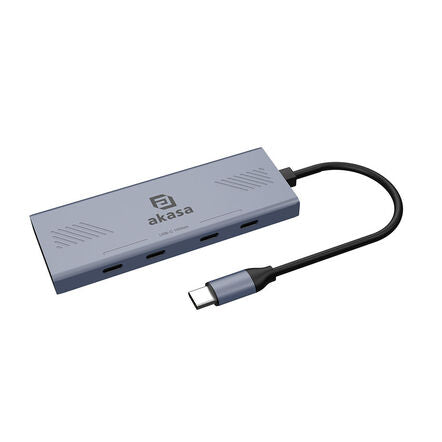 Akasa USB 4-in-1-Hub - 4x USB-C, 18cm, silber
