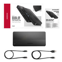 AXAGON HMC-U4 USB-C Dock, HDMI + DP, USB 3.2 Gen 2, PD 100W - schwarz