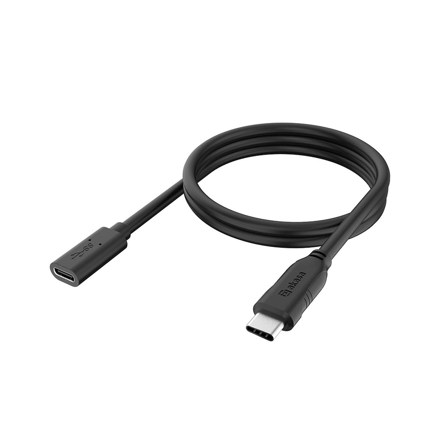 Akasa Type-C Extension Cable C(M) to C(F), 1,2 m - schwarz