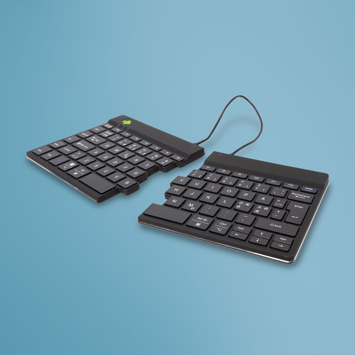 R-Go Tools Ergonomische Tastatur R-Go Split Break mit Pausensoftware, geteilte Tastatur, QWERTY (NORDIC), kabellos, schwarz