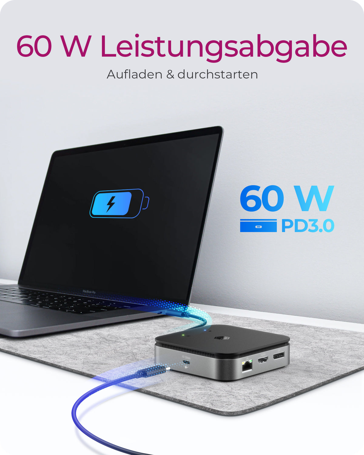 ICY BOX IB-DK408-C41, 7 in 1 Mobil DockingStation USB4® Type-C® auf 1x DisplayPort™ 1.4, 1x HDMI® 2.1, Gigabit LAN, 3x USB 3.2 Gen 2 Type-A, 1x Audiokombo- un