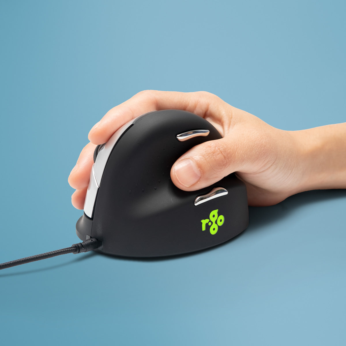 R-Go Tools Ergonomische Maus R-Go HE Break mit Pausensoftware, medium (Handlänge 165-185mm), Rechtshänder, verkabelt, schwarz
