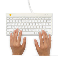 R-Go Tools Ergonomische Tastatur R-Go Compact Break, kompakte Tastatur mit Pausensoftware, QWERTY (US), Kabelgebunden, Weiß