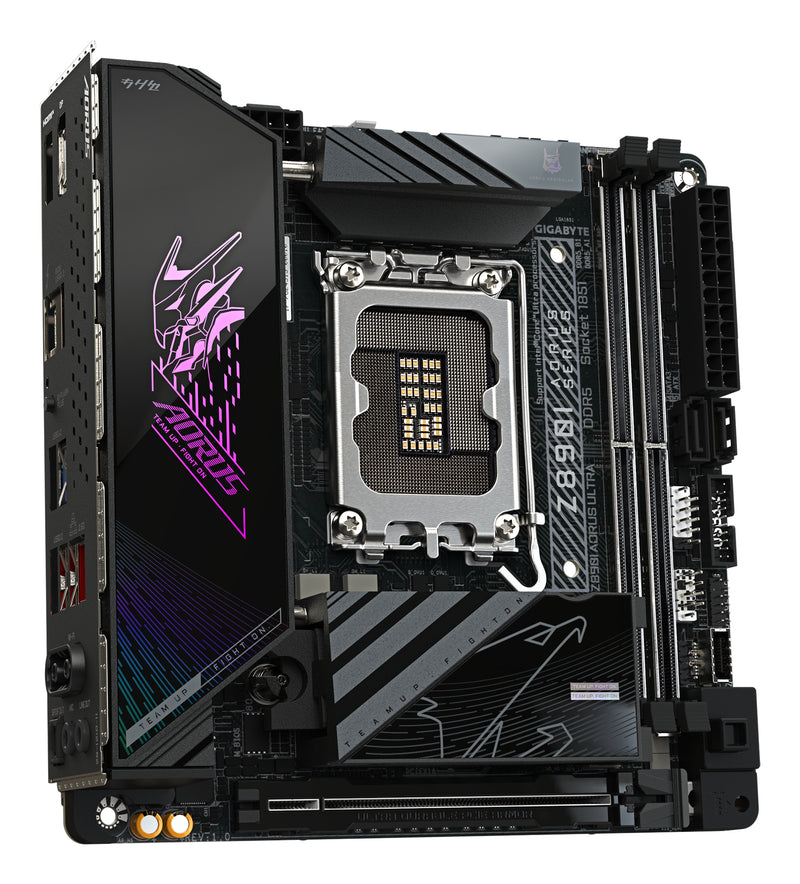 GIGABYTE Z890I AORUS ULTRA Mainboard - Unterstützt Intel Core Ultra (Serie 2) CPUs, 8+1+2 Phasen VRM, bis zu 8800MHz DDR5 (OC), 1xPCIe 5.0 + 1xPCIe 4.0, Wi-Fi 7, 2.5GbE LAN, Thunderbolt 4
