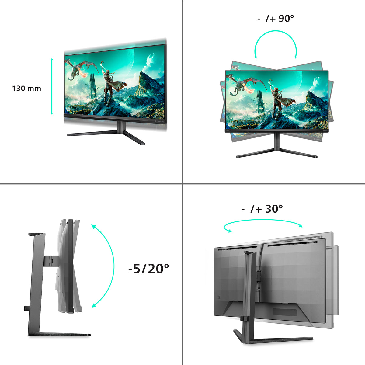 Philips Evnia 3000 27M2N3800A/00 Computerbildschirm 68,6 cm (27") 3840 x 2160 Pixel 4K Ultra HD LCD Grau