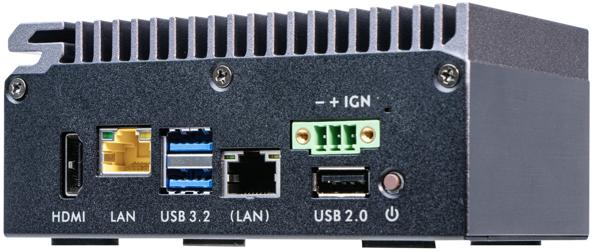 Shuttle Edge PC SPCEL03 , Intel Atom x6413E, 1x HDMI, 2x 2.5G LAN, 1x COM, DIO (4x in, 4x out), 3x USB, 2x M.2, 12-24V, 24/7 Dauerbetrieb, lüfterlos, -20...60°C, inkl. VESA & DIN-RAIL mount