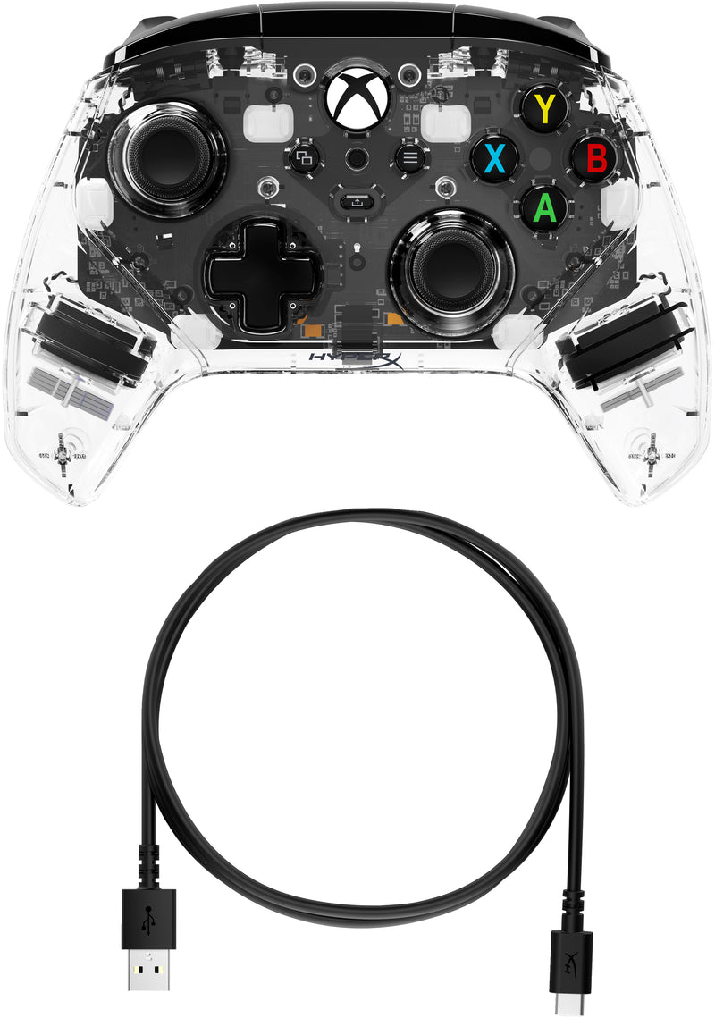 HyperX Clutch Gladiate - Wired Gaming RGB Controller - Xbox Transparent USB Gamepad Xbox One, Xbox Series X