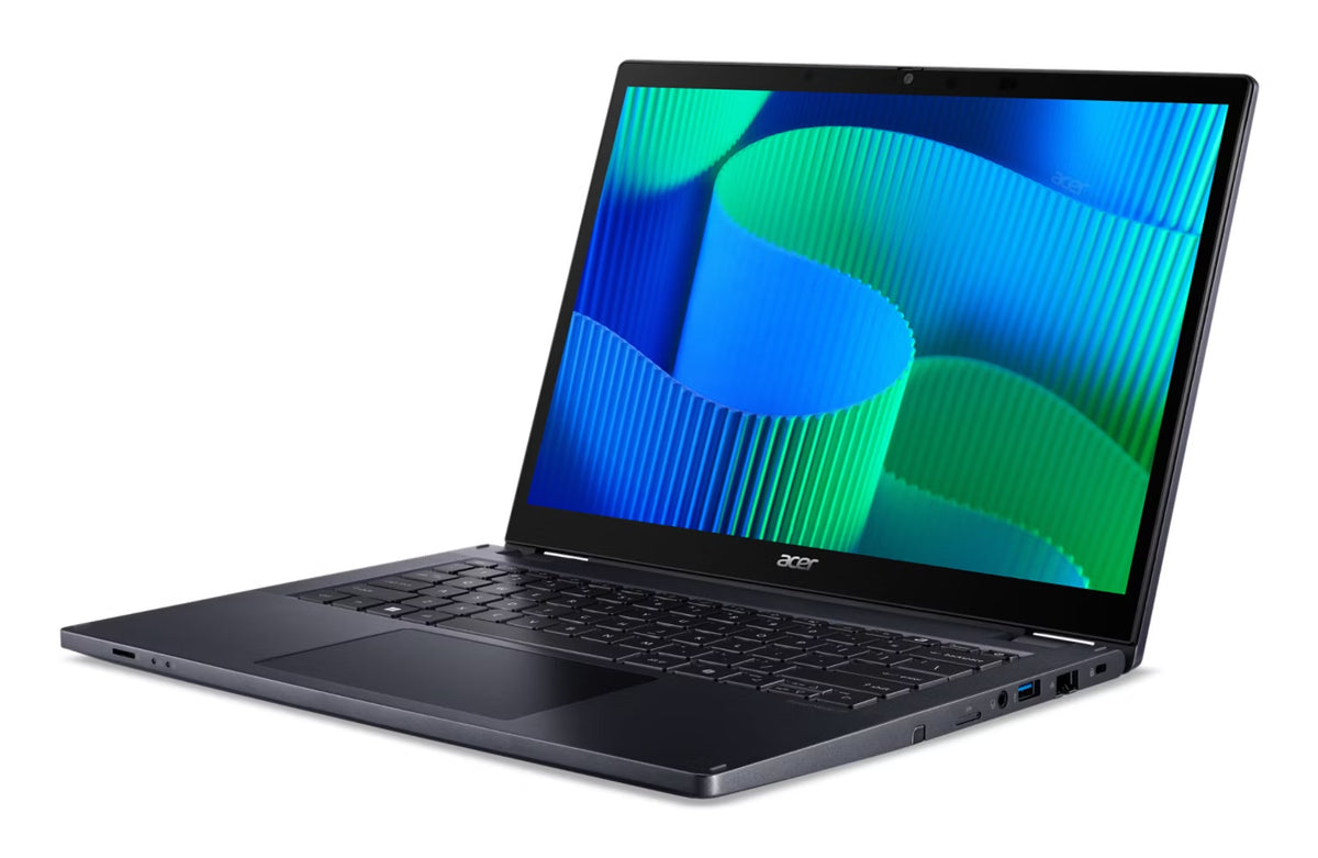 Acer TravelMate TMP414RN-54-TCO-75KB Intel Core Ultra 7 155U Hybrid (2-in-1) 35,6 cm (14") Touchscreen WUXGA 32 GB DDR5-SDRAM 1 TB SSD Wi-Fi 6E (802.11ax) Windows 11 Pro Blau