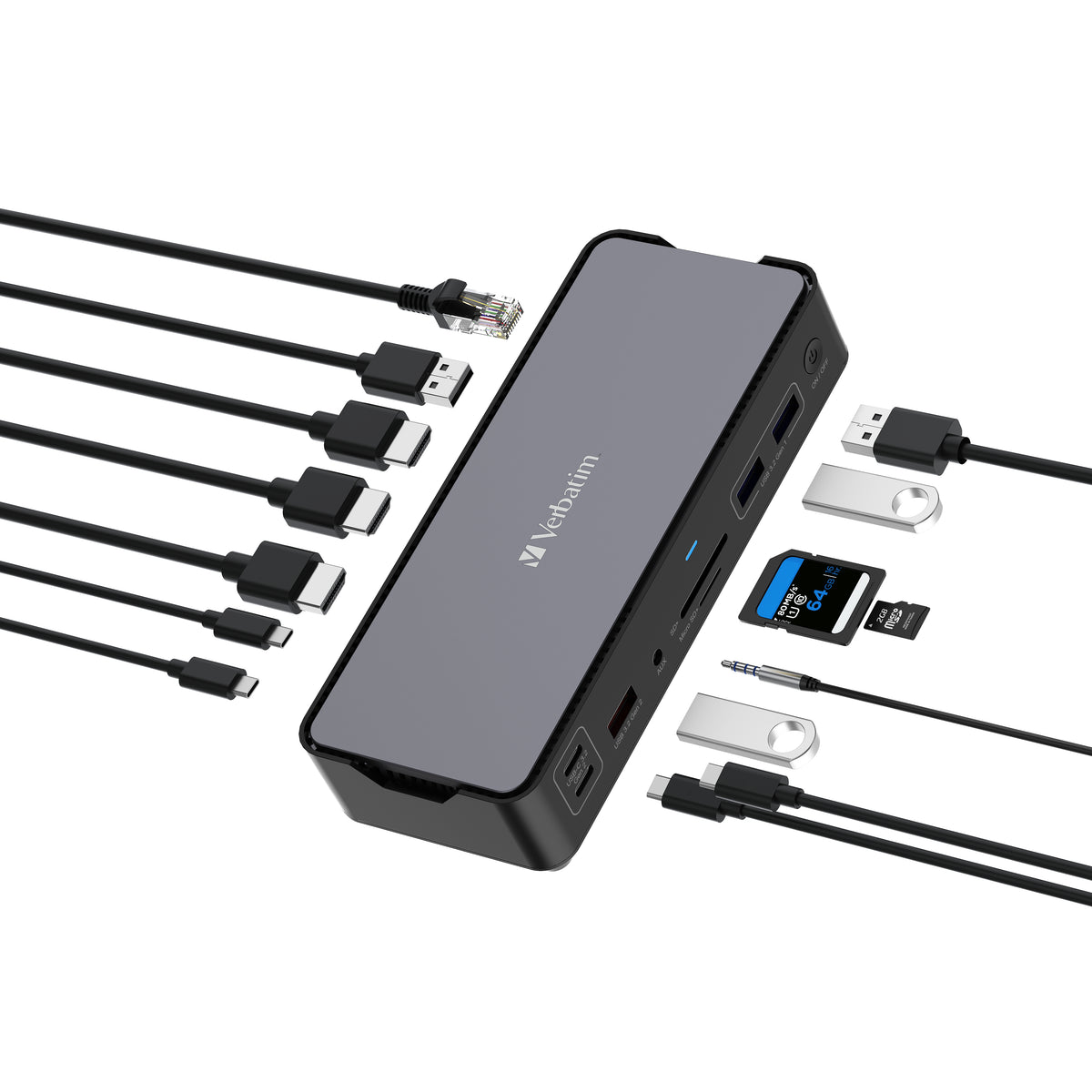 Verbatim CDS-15 Kabelgebunden USB 3.2 Gen 1 (3.1 Gen 1) Type-C Schwarz, Grau