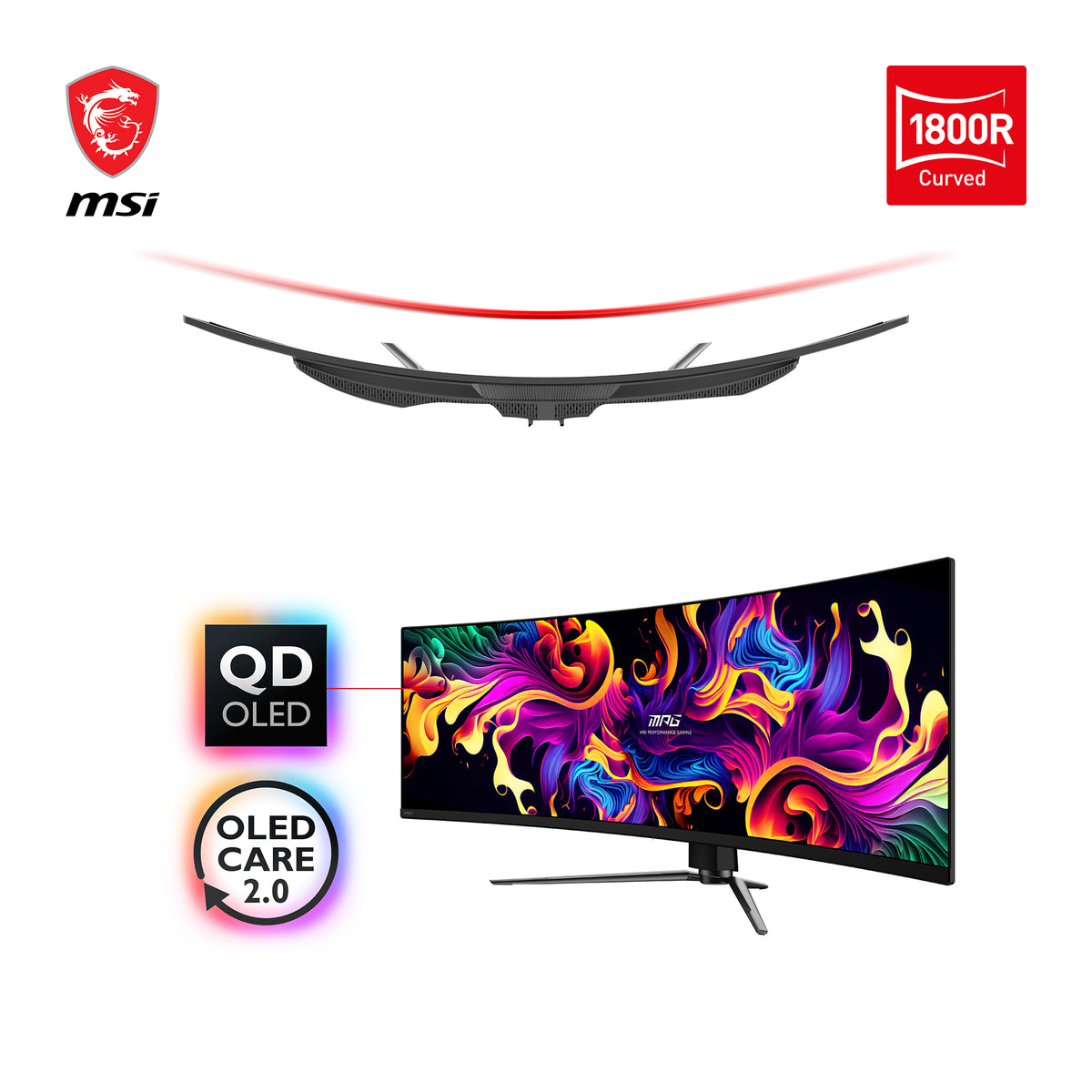 MSI MPG 491CQPDE QD-OLED Computerbildschirm 124,5 cm (49") 5120 x 1440 Pixel Dual QHD Schwarz
