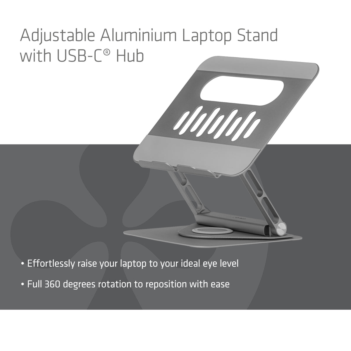 CLUB3D Verstellbarer Aluminium-Laptop-Ständer mit USB-C® Hub