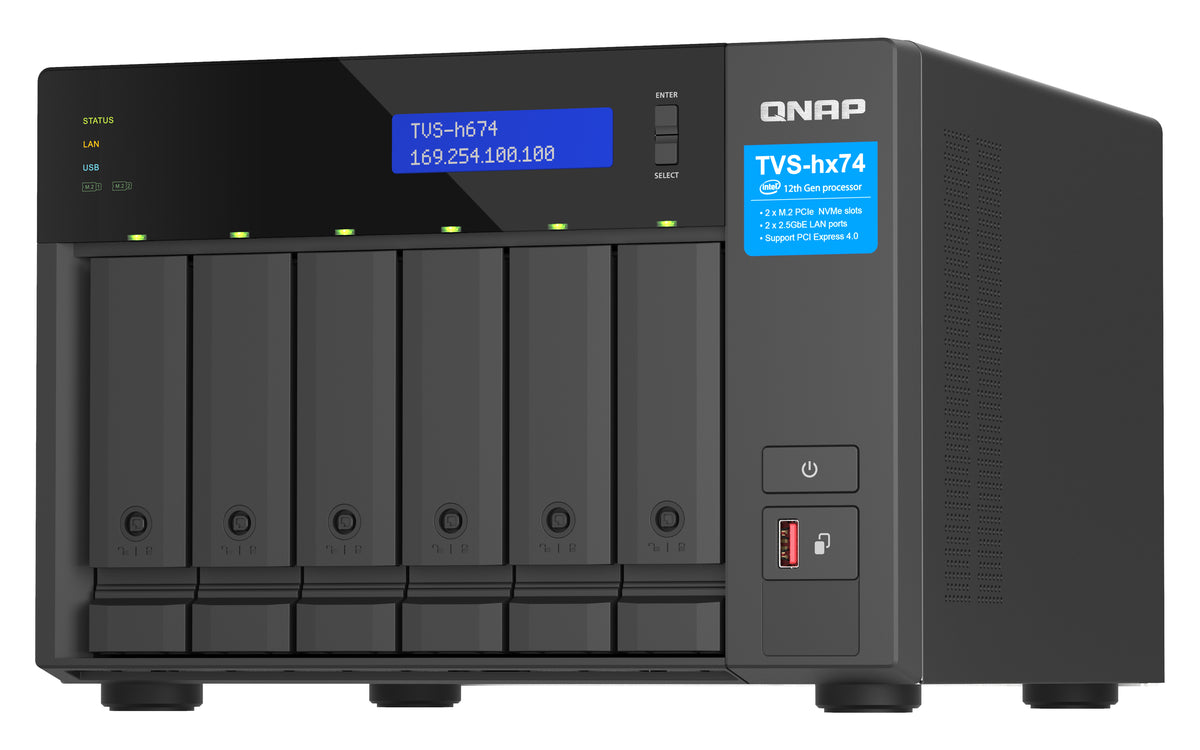 QNAP TVS-H674 NAS Tower Intel® Core™ i5 i5-12400 32 GB DDR4 0 TB QuTS hero Schwarz