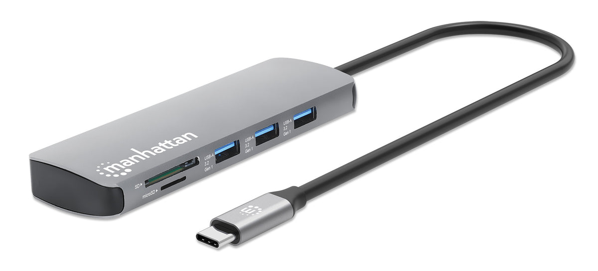 Manhattan 190459 laptop-dockingstation & portreplikator Kabelgebunden USB 3.2 Gen 1 (3.1 Gen 1) Type-C Grau