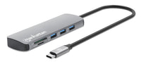 Manhattan 190459 laptop-dockingstation & portreplikator Kabelgebunden USB 3.2 Gen 1 (3.1 Gen 1) Type-C Grau