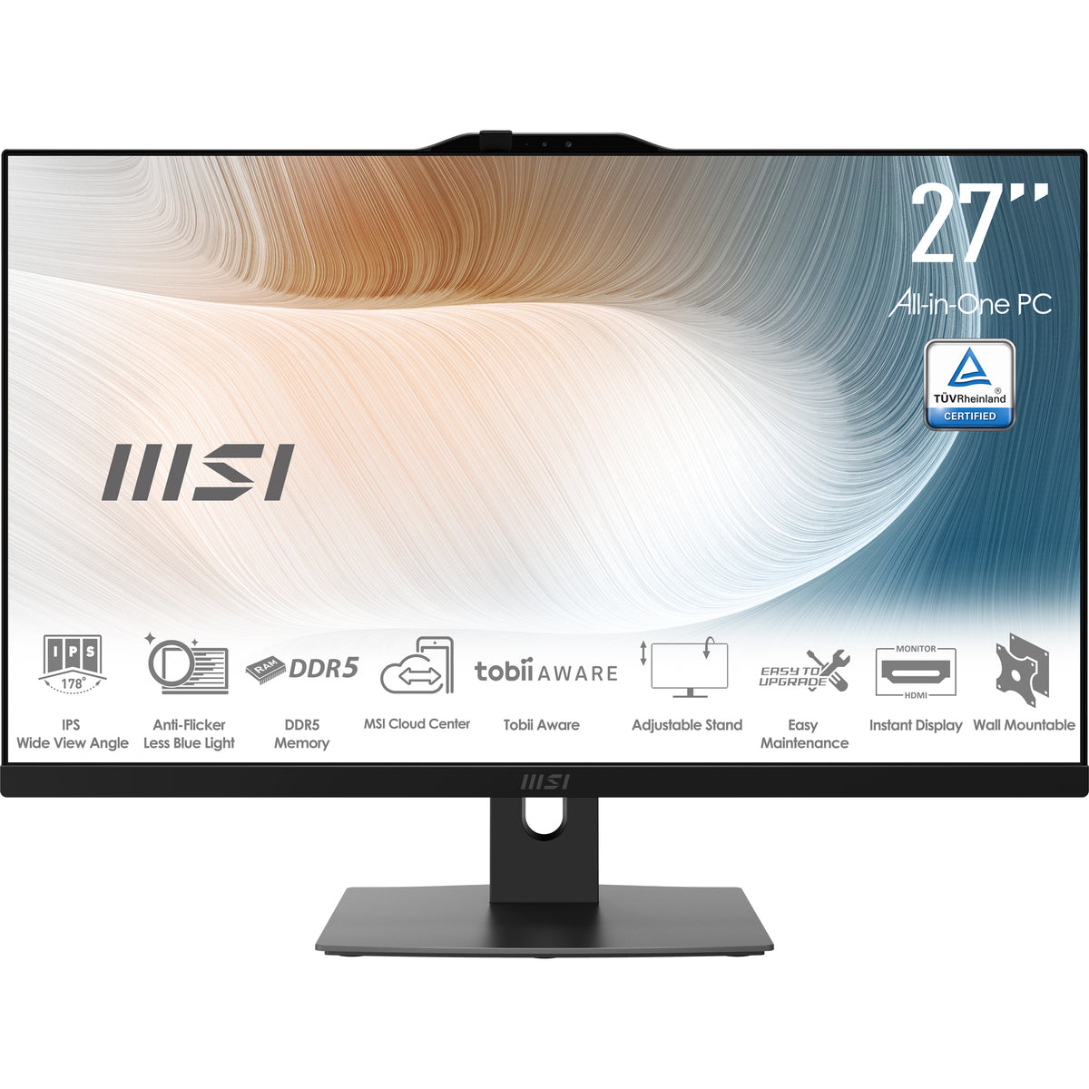 MSI Modern AM242P 1M-1871AT All-in-One PC/Workstation Intel Core 3 100U 60,5 cm (23.8") 1920 x 1080 Pixel All-in-One-PC 16 GB DDR5-SDRAM 256 GB SSD Windows 11 Pro Wi-Fi 6E (802.11ax) Schwarz