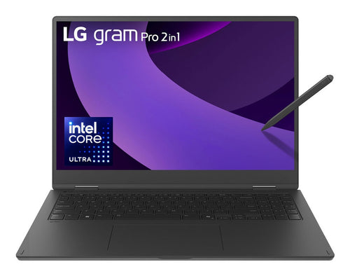 LG Gram Pro 16TB90TP Intel Core Ultra 7 255H Hybrid (2-in-1) 40,6 cm (16") Touchscreen WQXGA+ 16 GB LPDDR5x-SDRAM 1 TB SSD Wi-Fi 7 (802.11be) Windows 11 Pro Deutsch Schwarz