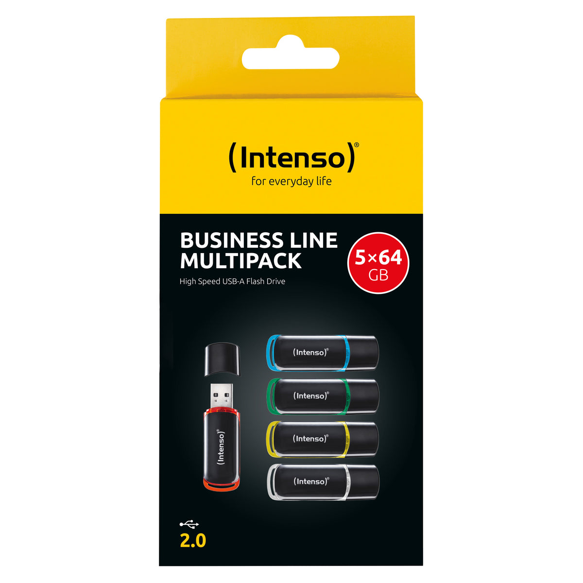 Intenso 3511595 USB-Stick 64 GB USB Typ-A 2.0 Schwarz, Rot, Grün, Transparent, Gelb, Blau