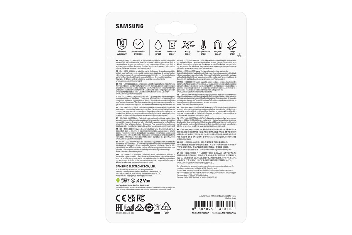 Samsung EVO Plus microSD-Speicherkarte (2024) (inkl. SD Adapter) - 512 GB
