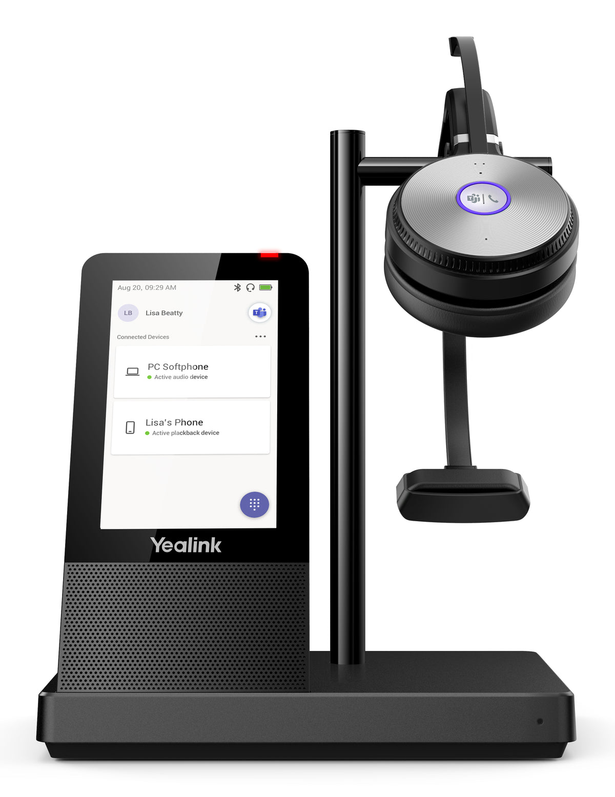 Yealink WH66 Mono Teams Persönliches Audio-Konferenzsystem Kabellos Kopfband Büro/Callcenter USB Typ-A Bluetooth Ladestation Schwarz